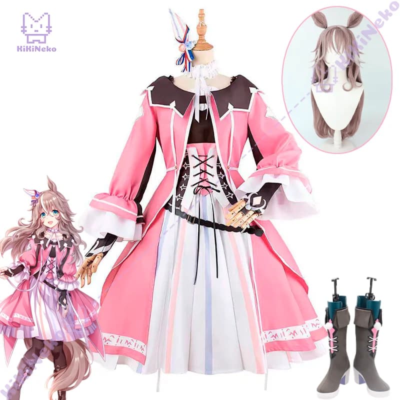 Costume Cosplay Pretty Derby Wonder Acute, Costume Cosplay Umamusume Butterfly Sting con Parrucca e Scarpe per Festa di Halloween per Adulti