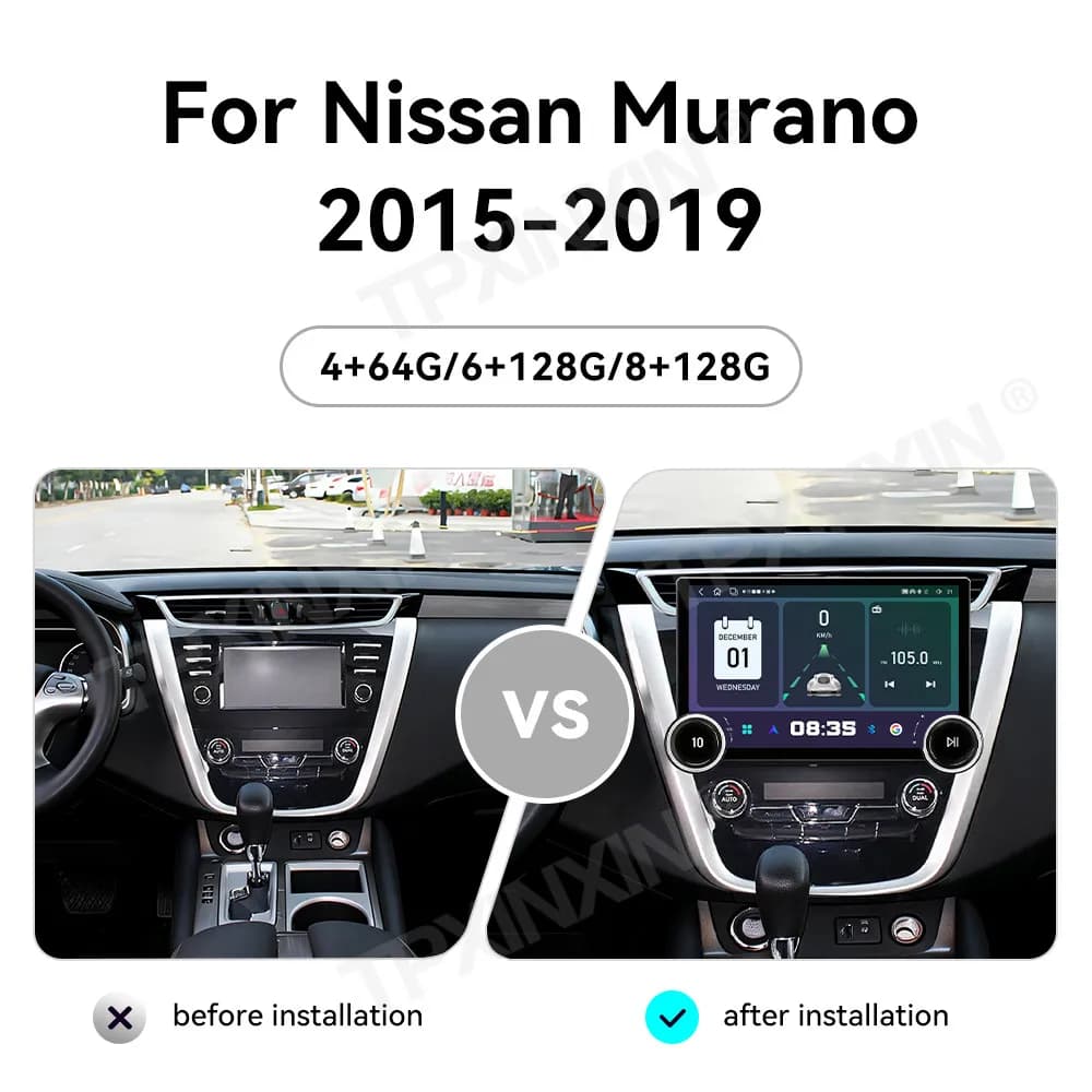 For Nissan Murano Z51 2015-2019 Android 13 Car Stereo Wireless CarPlay GPS Navigation DSP IPS Touch Screen 4G WiFi AHD SWC OEM