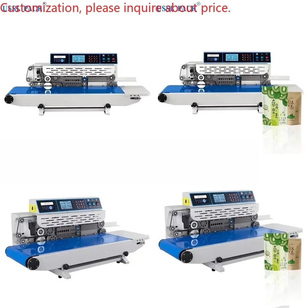 280TP Desktop Continuous Belt Heat Sealer Semi-Automatic Various Types of Food Bags Film Sealing Machine