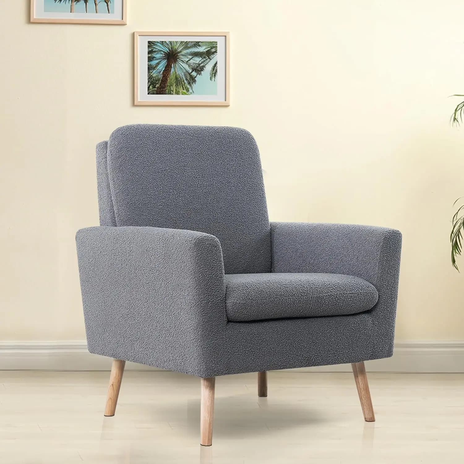 Poltrona Moderna in Tessuto Morbido, Ergonomica e Confortevole, con Gambe in Quercia e Cuscino Spesso, Personalizzabile