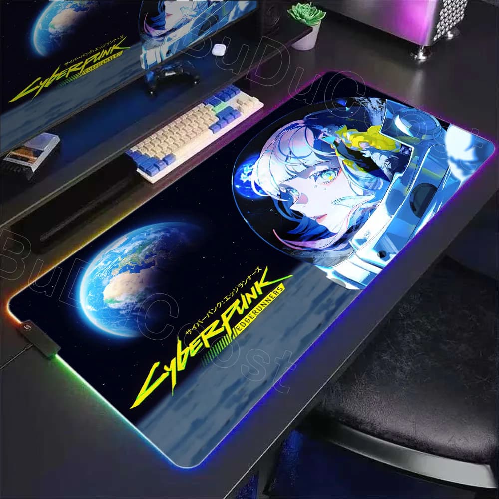 Tappetino per mouse HD Anime Girl Tappetino da scrivania RGB C_cyberpunk Anime E_edgerunners Tappetino per mouse Computer portatile Accessori da gioco per PC Tappetino per mouse grande