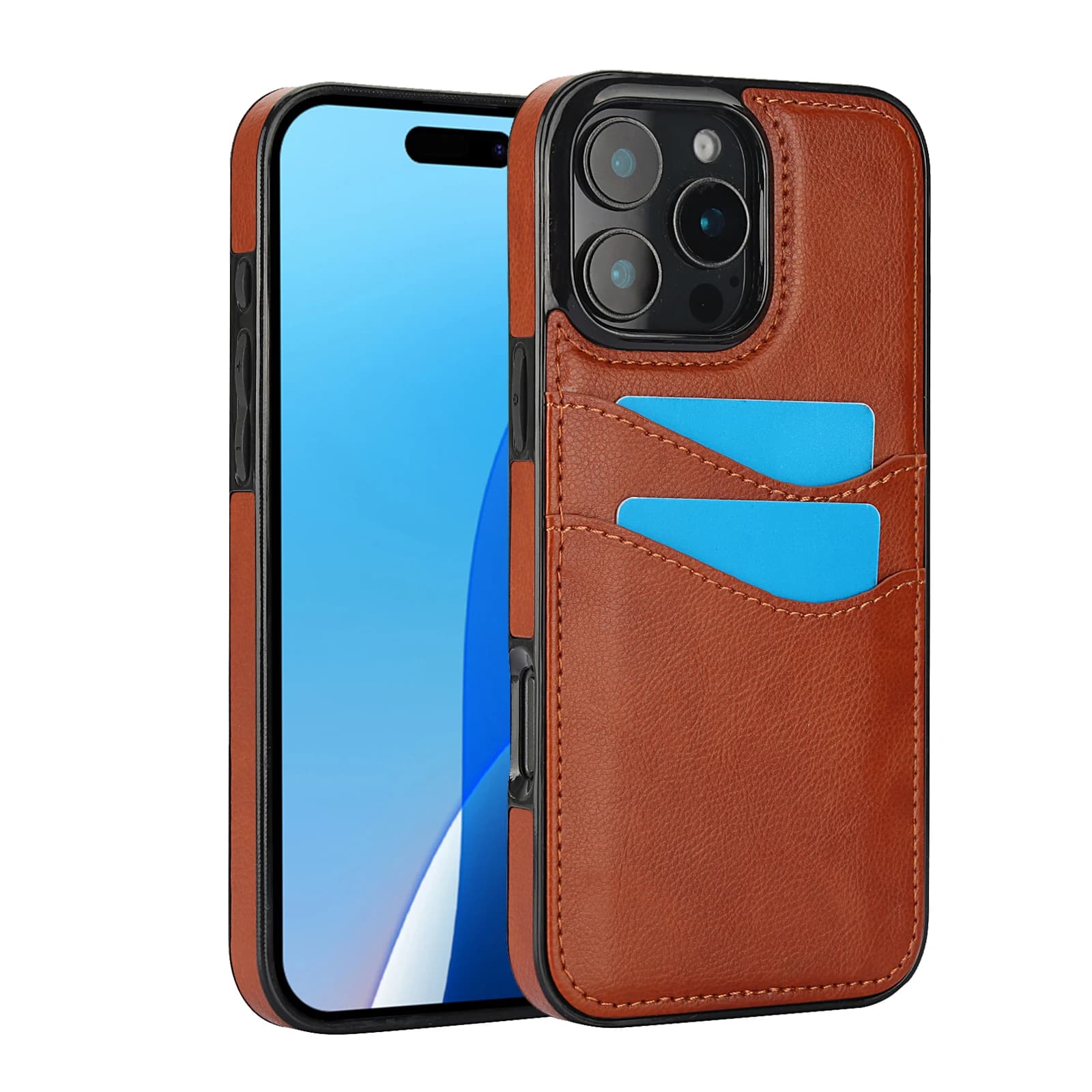 Custodia a Portafoglio Antiurto in Pelle con Slot per Carte di Credito per iPhone 16 Pro Max 15 14 13 12 17, Cover Protettiva Sottile Opaca