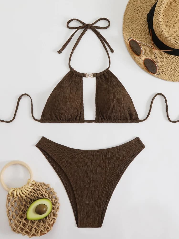 Women's bikini swimsuit 2026, new bikini set with American design, sexy, with carvings, summer and beach, women's swimsuit