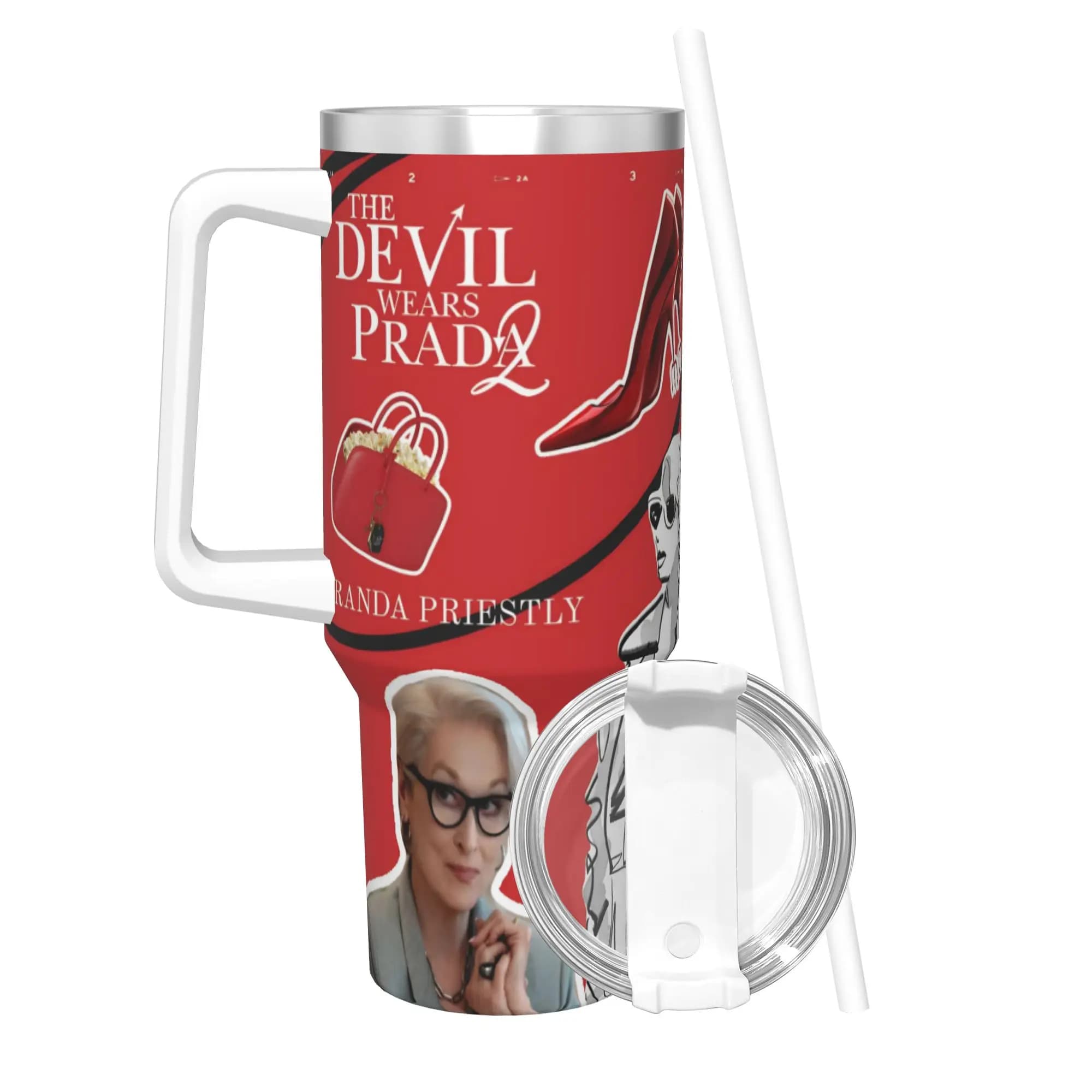 Borraccia Termica Sottovuoto The Devil Wears Prada 2 con Coperchio, Tazza Isolante per Ufficio, Casa, Auto, 40oz