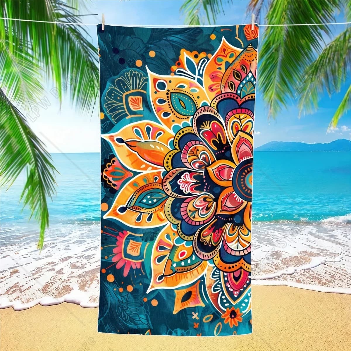 Asciugamano da campeggio con motivo Mandala, asciugamano da spiaggia in microfibra, asciugamani ad asciugatura rapida per viaggi, asciugamano per sedia a sdraio, asciugamani da spiaggia per adulti