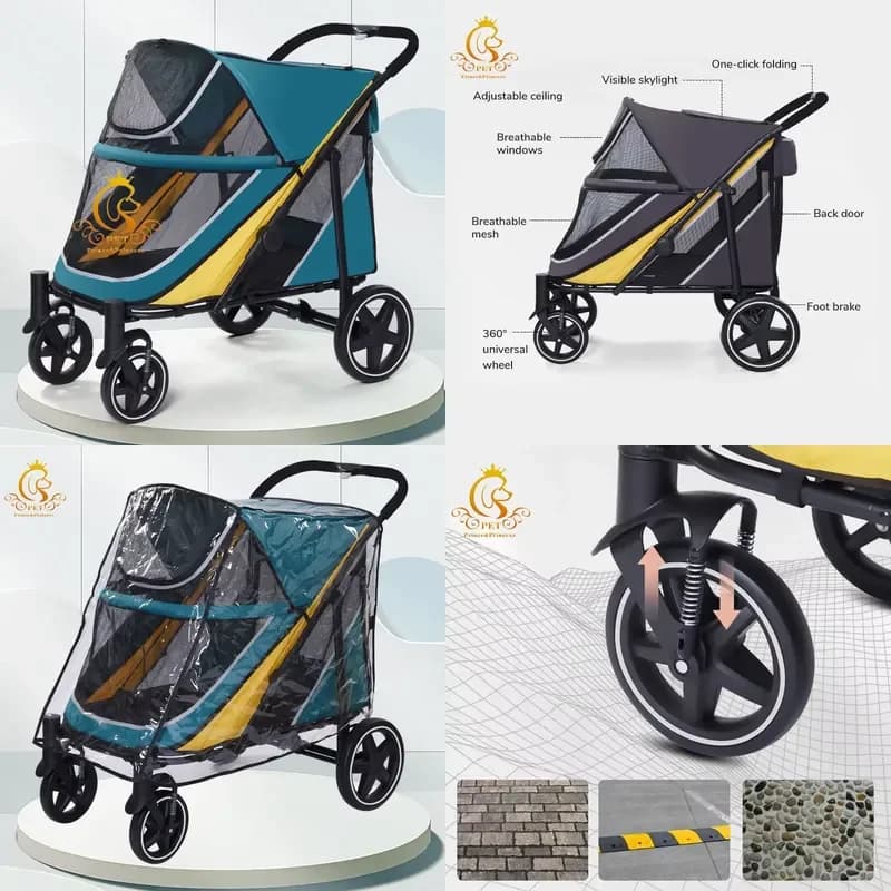 EUR PET Customized Easy Carry Big Pet Stroller Wagon Designer Pet Carrier Trolley