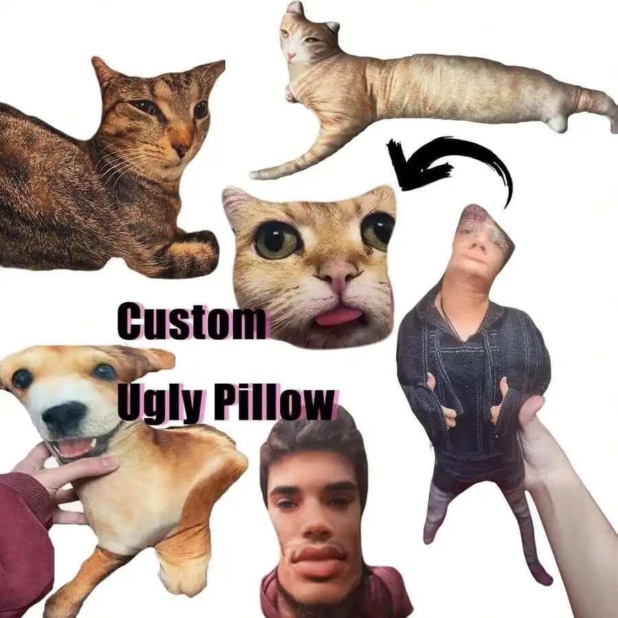 Cuscino personalizzato con foto di cani e gatti con ritratto per Natale, Ringraziamento, commemorazione di animali domestici, vari cuscini di peluche per animali