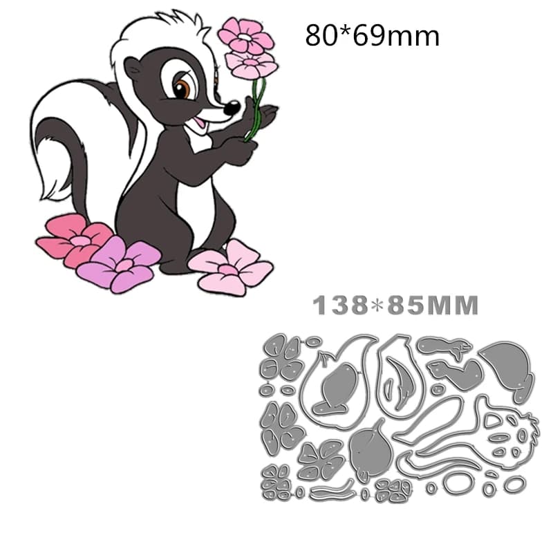 New Cartoon Skunk Girls Metal Cutting Dies Kid Birthday Happy Animals Card Craft No Christmas Stamp Halloween Scrapbooking
