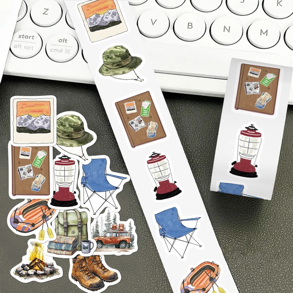 500 pz/rotolo campeggio esterno escursionismo adesivi sigillanti divertente graffiti adesivo decorazione scrapbooking bagagli telefono cartoni animati decalcomanie