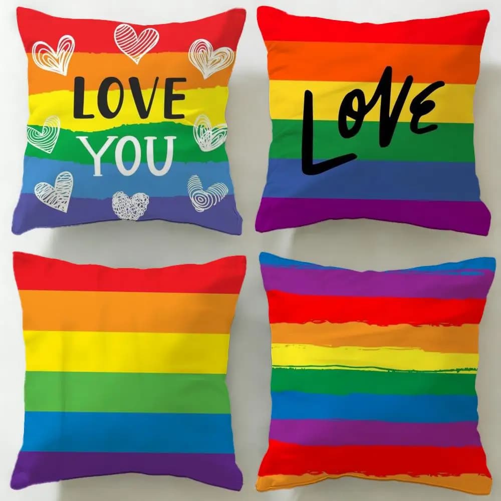Federa per cuscino con bandiera arcobaleno omosessuale dal tema classico, morbida e facile da lavare – versatile per divano, letto, viaggi e ufficio