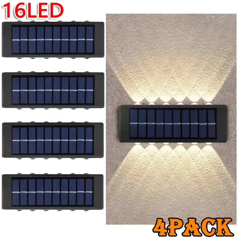 Lampada da parete solare a LED 14/16 1200mAh Luce di illuminazione solare esterna impermeabile su e giù per la decorazione della recinzione del giardino Luce solare