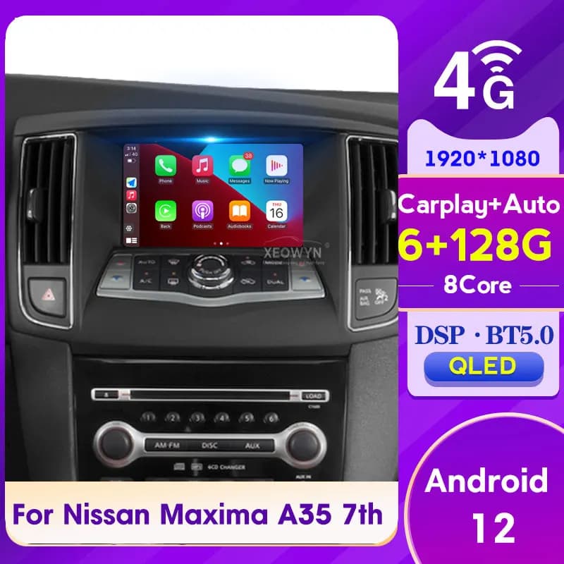 128G 2 din Android 12 Autoradio lettore multimediale per nissan maxima A35 7th 2009-2014 Autoradio Autoradio Auto Audio Carplay