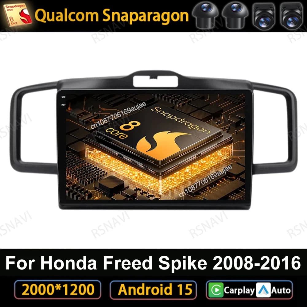 Autoradio Android 15 For Honda Freed Spike 2008-2016 5G WIFI Viedo BT DVD Navigation Stereo GPS Multimedia DSP QLED AUTO
