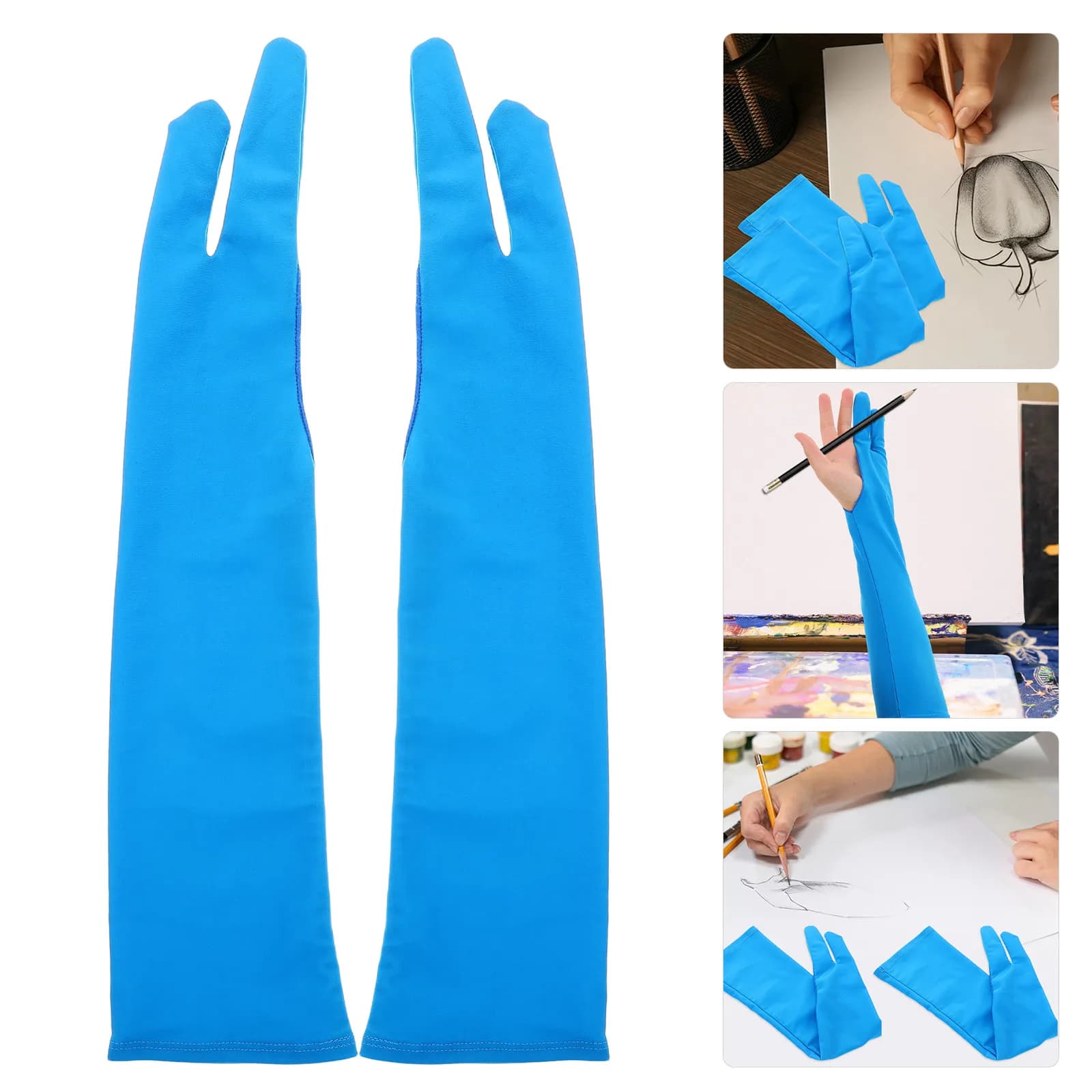 1 Paio di Guanti da Disegno a Due Dita Anti-Sbavatura per Artisti, con Rifiuto del Palmo per Tavoletta Grafica Digitale, Guanti Anti-Touch per Schizzi