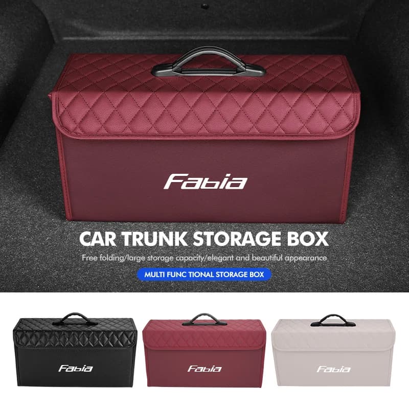 For Skoda Portable Car Trunk Storage Box with Handle Foldable Cargo Organizer Roomster Fabia Citigo Enyaq VisionS Derivative