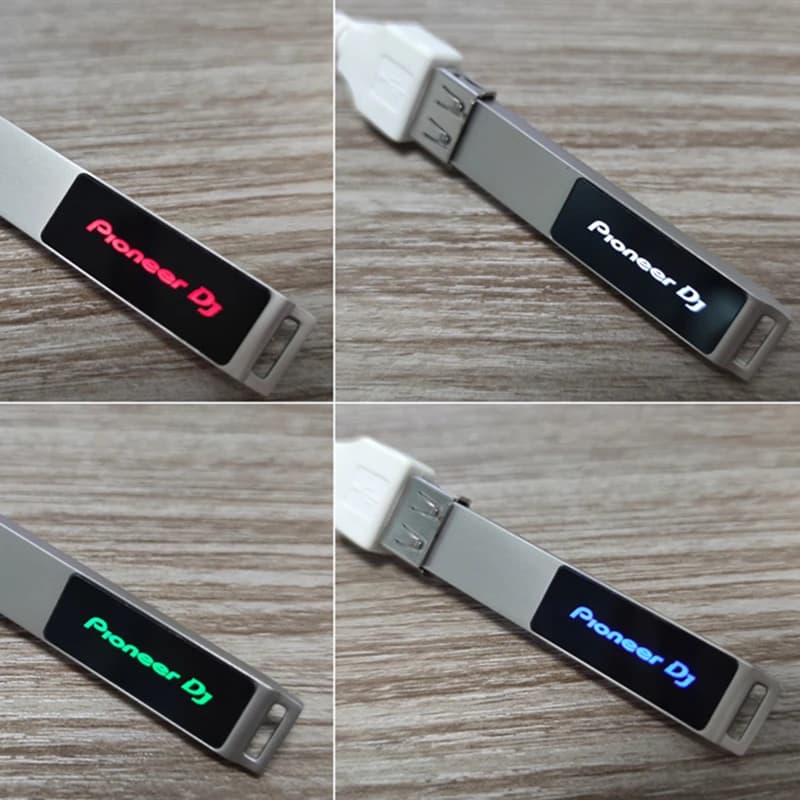 Nuovissima Chiavetta USB 2.0 in Metallo con Logo DJ Personalizzato Gratuito, Luce LED Colorata, Memoria da 128GB 64GB 32GB 16GB