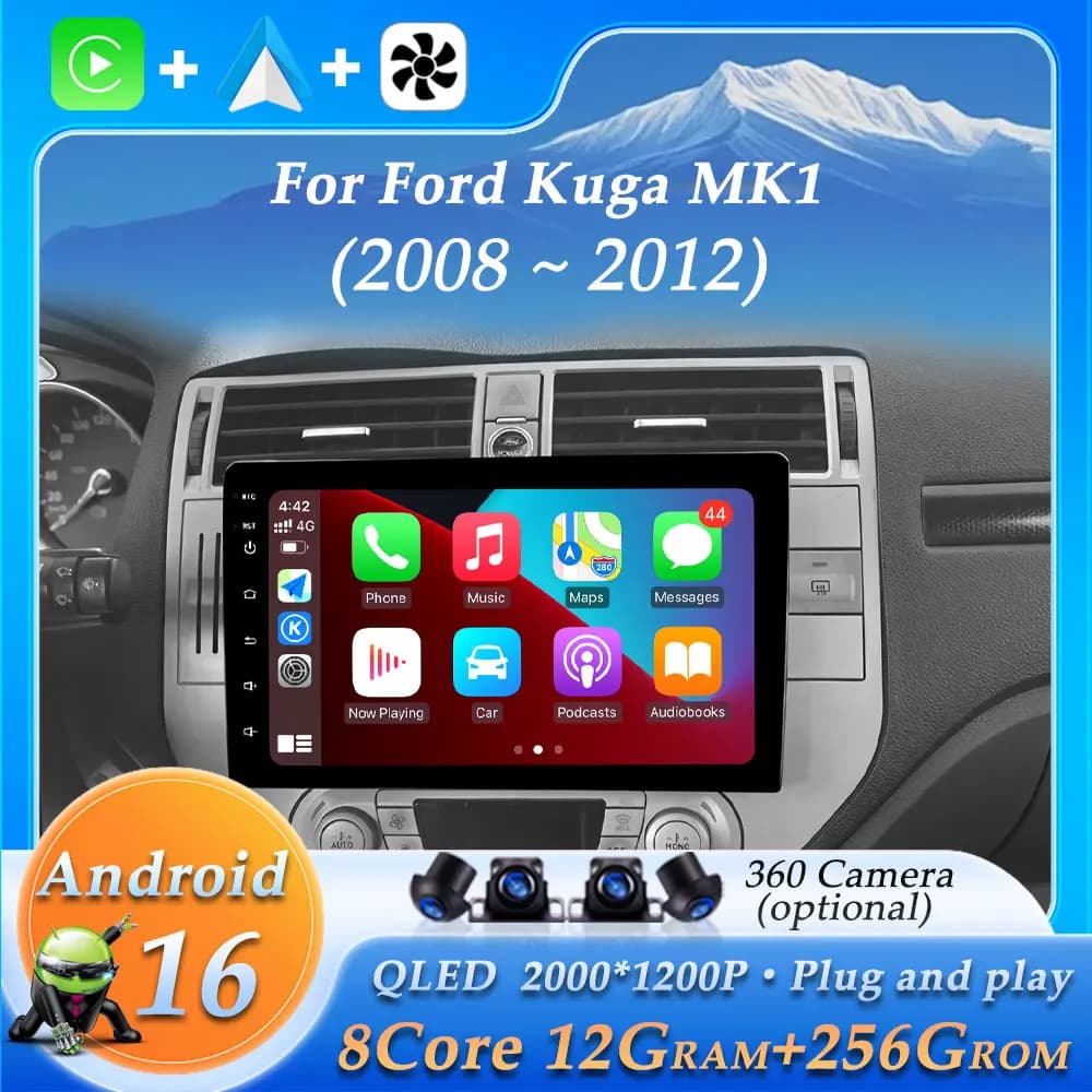 Per Ford Kuga MK1 2008 - 2012 Autoradio Stereo Navi GPS Wireless CarPlay Android Auto Audio Video Lettore multimediale No 2 din 4G