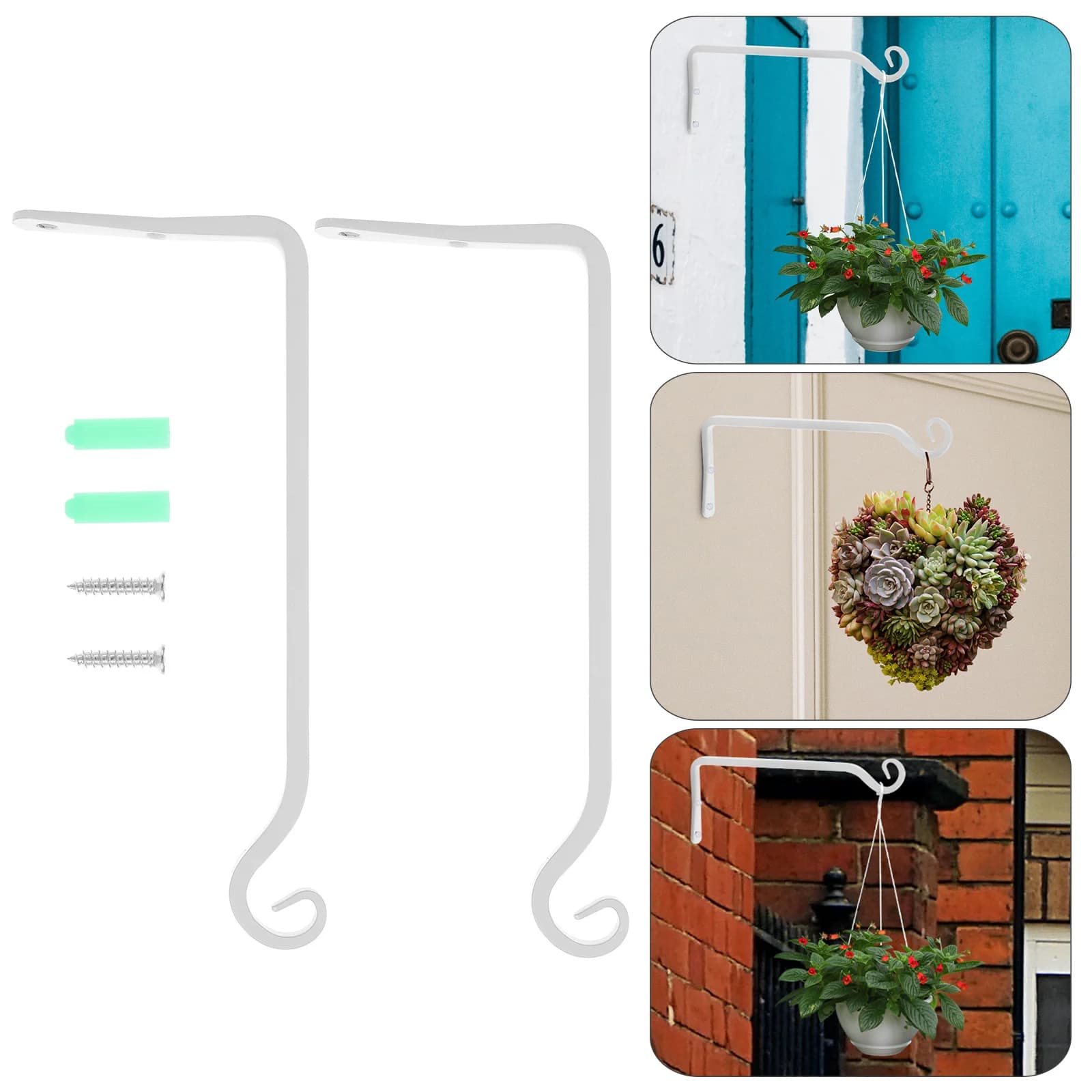 Flower Pot Hook White Iron Plant Bracket for Hanging Baskets Bird Feeder Rack Pots Useful Holder Outdoor Garden Decor