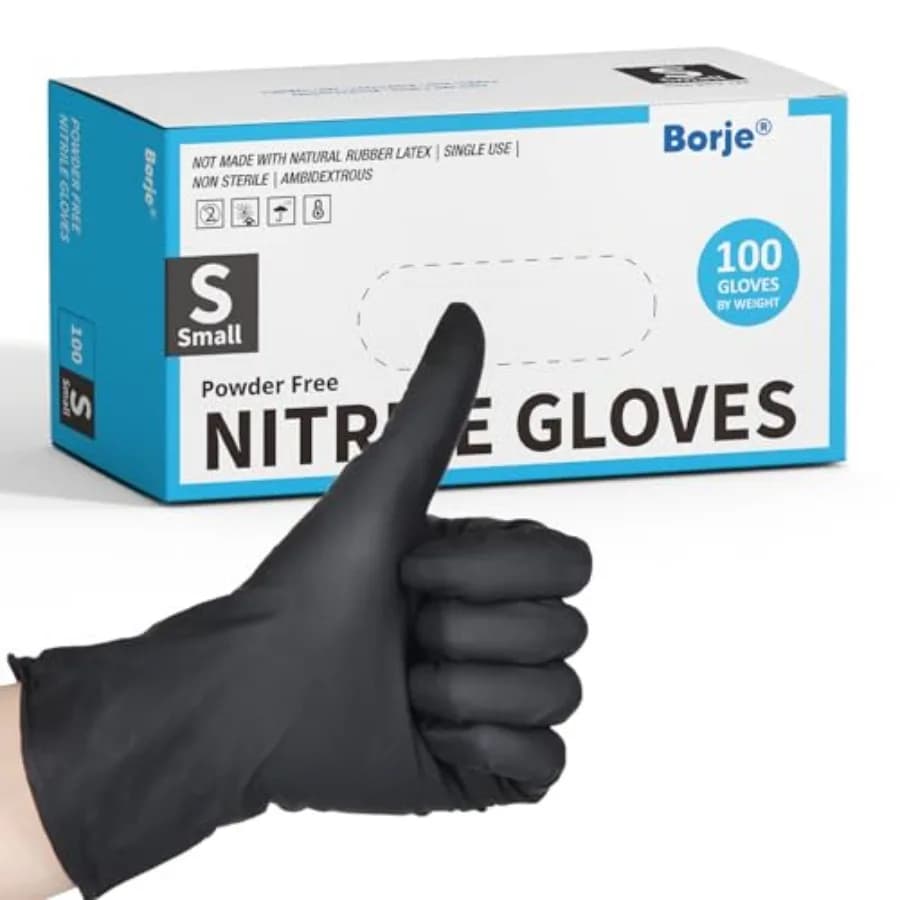 Nitrile Gloves, 100 Count Disposable Gloves, Black, Latex-Free Powder-Free, Medical Exam, Food Safe, Cleaning, Cooking