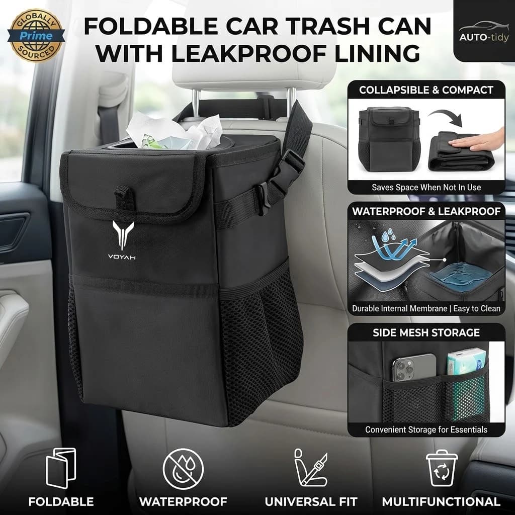 Foldable portable leak-proof waterproof lid car trash can with large capacity For Dongfeng VOYAH FREE Dreamer PHEV