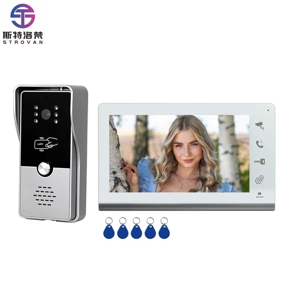 Sistema citofonico per appartamento da 7 pollici Citofono Videocitofono campanello per visione notturna impermeabile Sblocco per villa