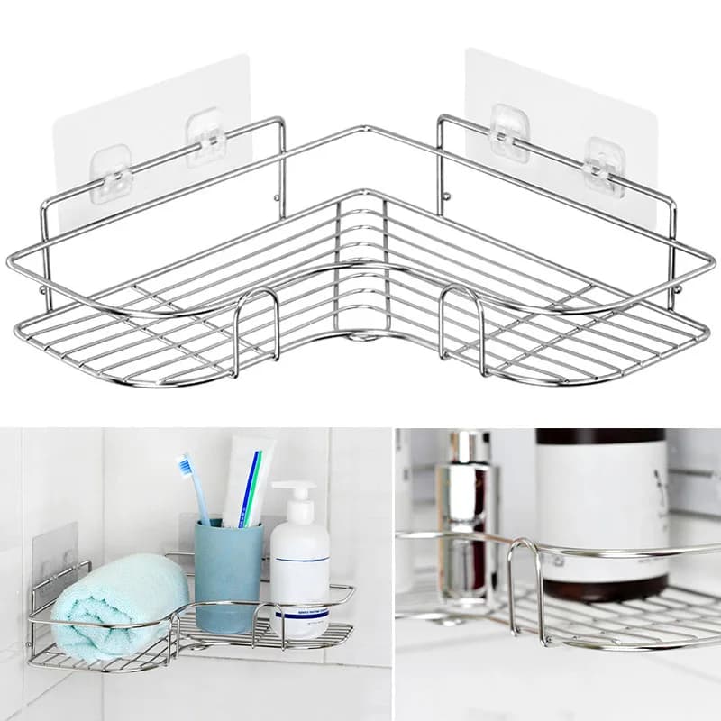 Scaffale per il bagno di casa Scaffale per sapone per shampoo durevole triangolare in acciaio inossidabile per accessori per interni da cucina