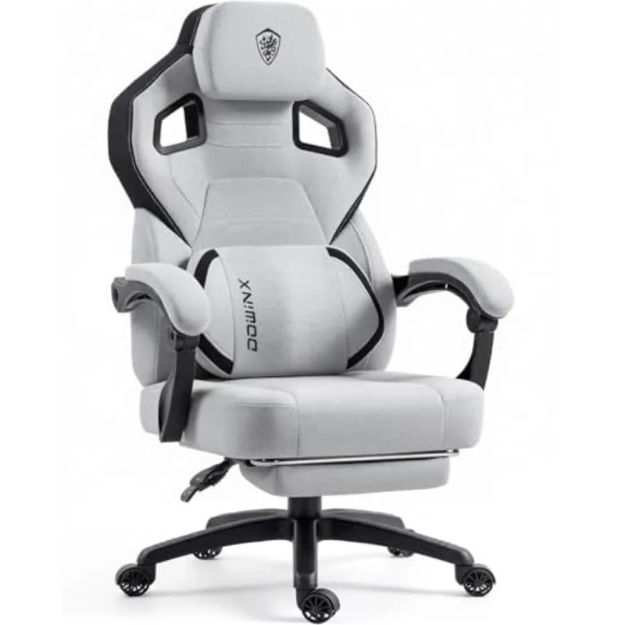 Big and Tall Gaming Chair with Footrest for extended gaming sessions, premium PU leather in Gray, ergonomic support and adjusta