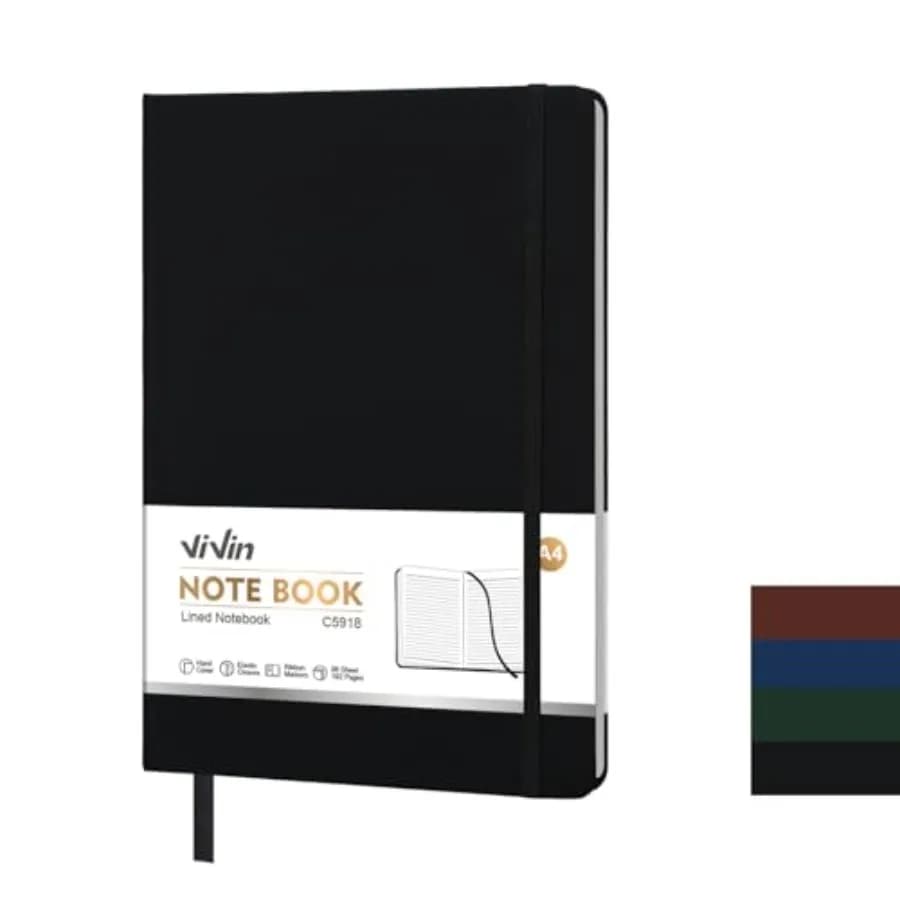 College Ruled Notebook for Work, 8.5" x 11" Leather Hardcover Journal, 192 Pages Professional Lined Notebook for Office and Bus