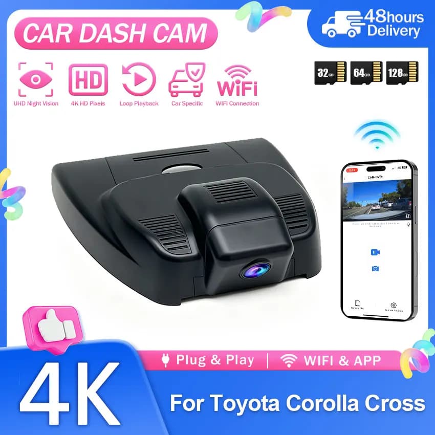 4K Dash Cam For Toyota Corolla Cross 2022 2023 2024 2025 2026 Plug and play Wifi Car DVR Video Recorder Dash Cam Camera