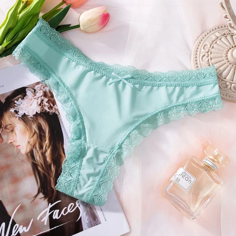 Comfortable seamless ice silk panties Cotton Horse Low waist Slip with lace bow Mutande Intimo Women's Summer Mutandine Lady
