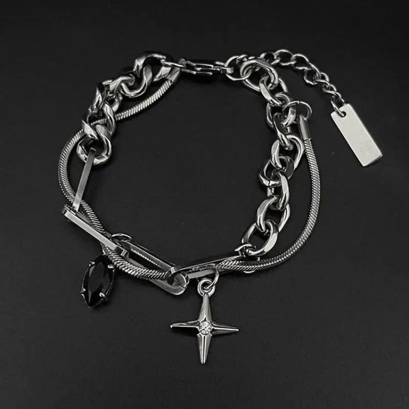Braccialetti semplici con catena a serpente impilati Braccialetti da uomo con graffette in acciaio inossidabile Braccialetti con ciondolo a forma di croce Gioielli regolabili