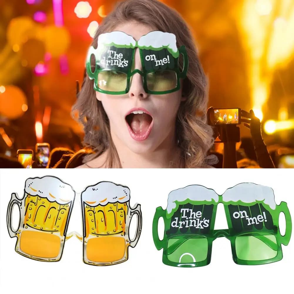 Boccale di birra bicchieri aste flessibili boccale di birra versato Design tazza bottiglia tema occhiali Luau occhiali da sole montatura hawaiana Prop per la festa