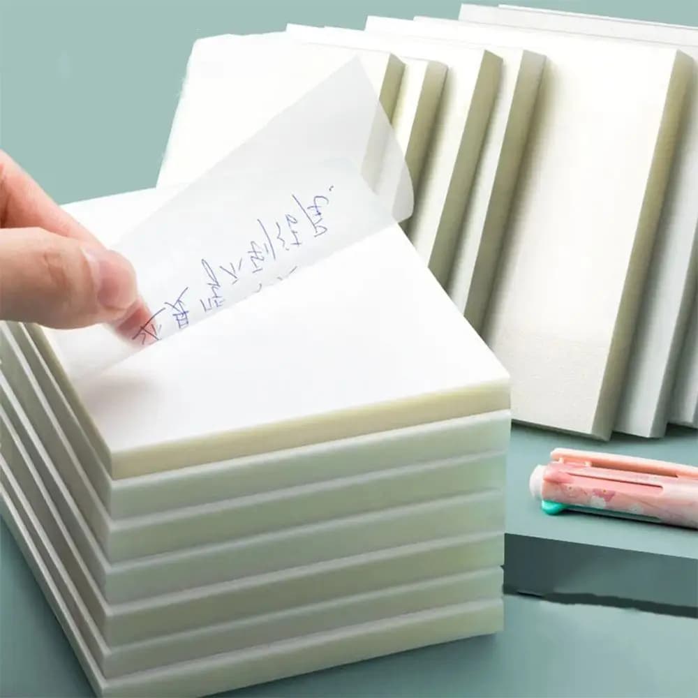 Blocco note adesivo trasparente da 50 fogli PET Blocco note autoadesivo impermeabile trasparente Promemoria Nota Cancelleria scolastica Forniture per ufficio