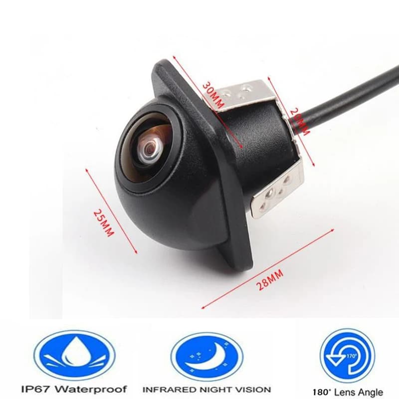 Telecamera Posteriore per Auto con Visione Notturna, Monitor di Parcheggio Automatico, CCD Impermeabile, Video HD, Lente Fish Eye