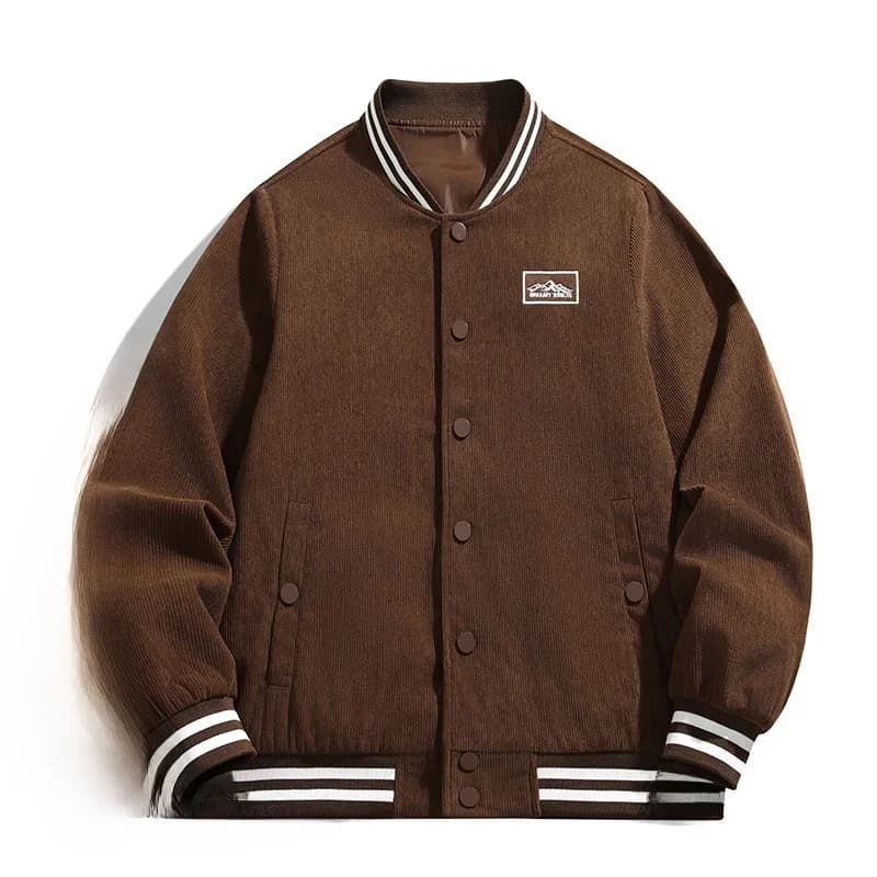Giacca in velluto a coste stile americano da uomo, casual, ampia, alla moda, modello baseball, per primavera e autunno, in fibra di poliestere, per giovani alla moda