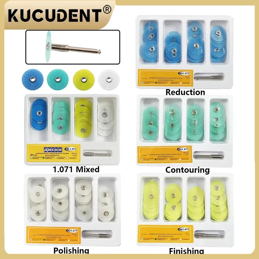 40Pcs/Box Dental Polishing Discs Gross Reduction Contouring Mandrel Stripes Set 1.071 Teeth Whitening Dentistry Materials