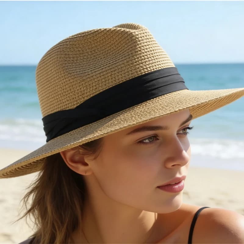 Summer Classic Sun Hats for Men Women Children Panama Hats Wide Brim Beach Straw Hat