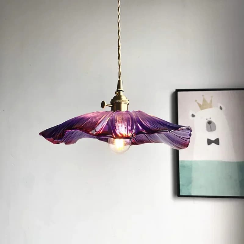 Lampade a Sospensione Moderne a Forma di Fiore in Vetro, Illuminazione Decorativa per Casa, Soggiorno, Camera da Letto, Comodino, Interni e Negozi