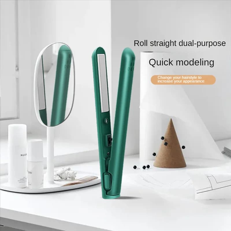 ABME 2 in 1 double purpose hair curler, mini hair plate, iron travel hair curler, mini USB portable white hair curler