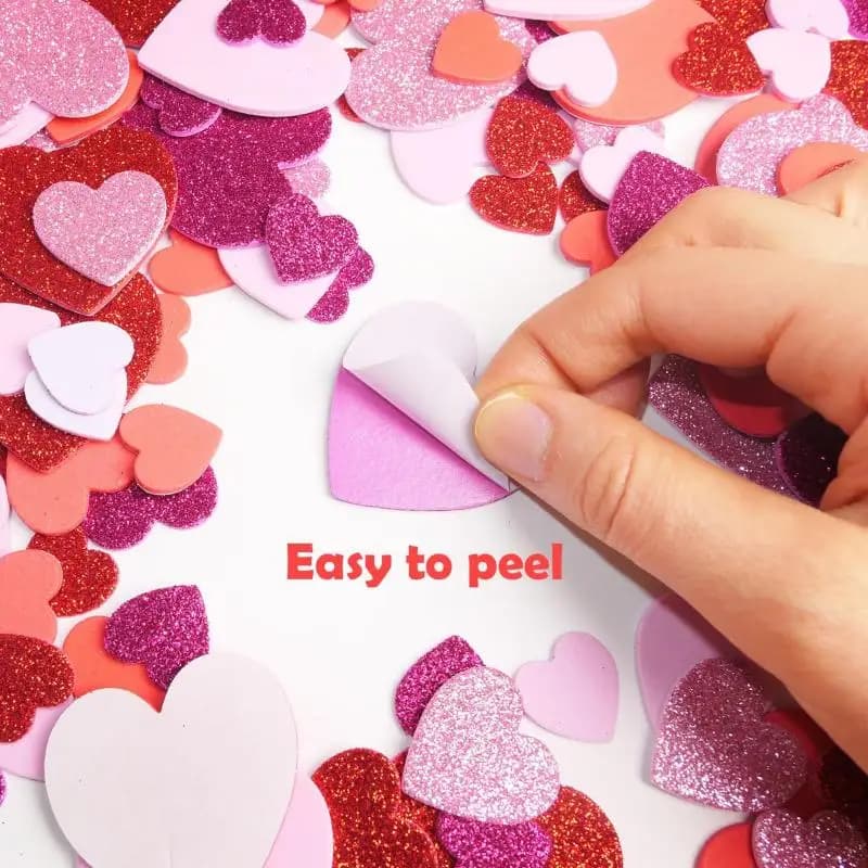 50 pezzi di adesivi autoadesivi con cuore d'amore adesivi in schiuma glitterati decalcomanie regalo di San Valentino fai da te decorazioni artigianali per bambini fornitura per feste