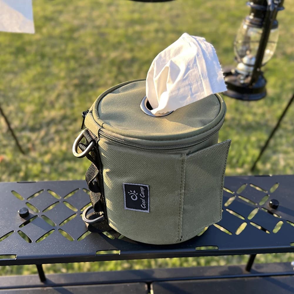 Custodia portatile per fazzoletti da campeggio all'aperto con porta fazzoletti con gancio Scatola portaoggetti per carta igienica per picnic, escursionismo, campeggio