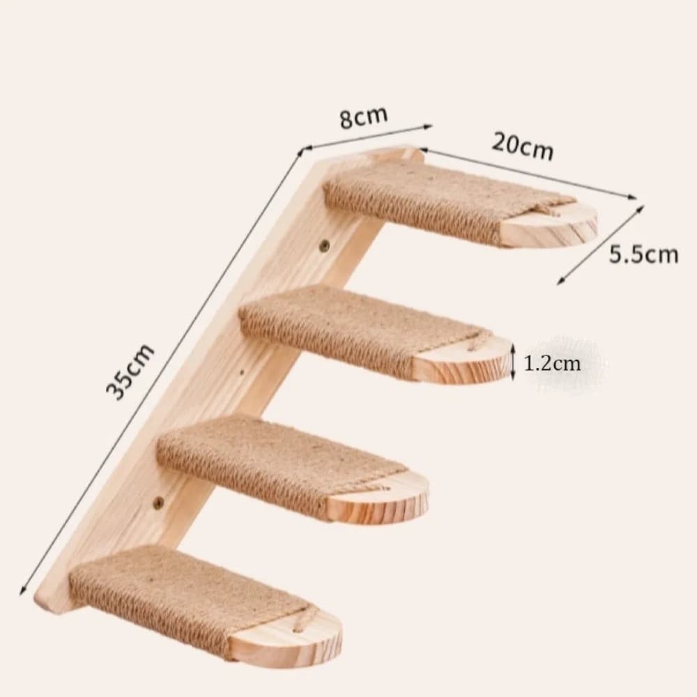 1pc/4pcs Wooden Cat Climbing Shelves Sisal Cover Pet Stairs Cat Scratcher Furniture Wall Mounted Scratching Board Home Decor