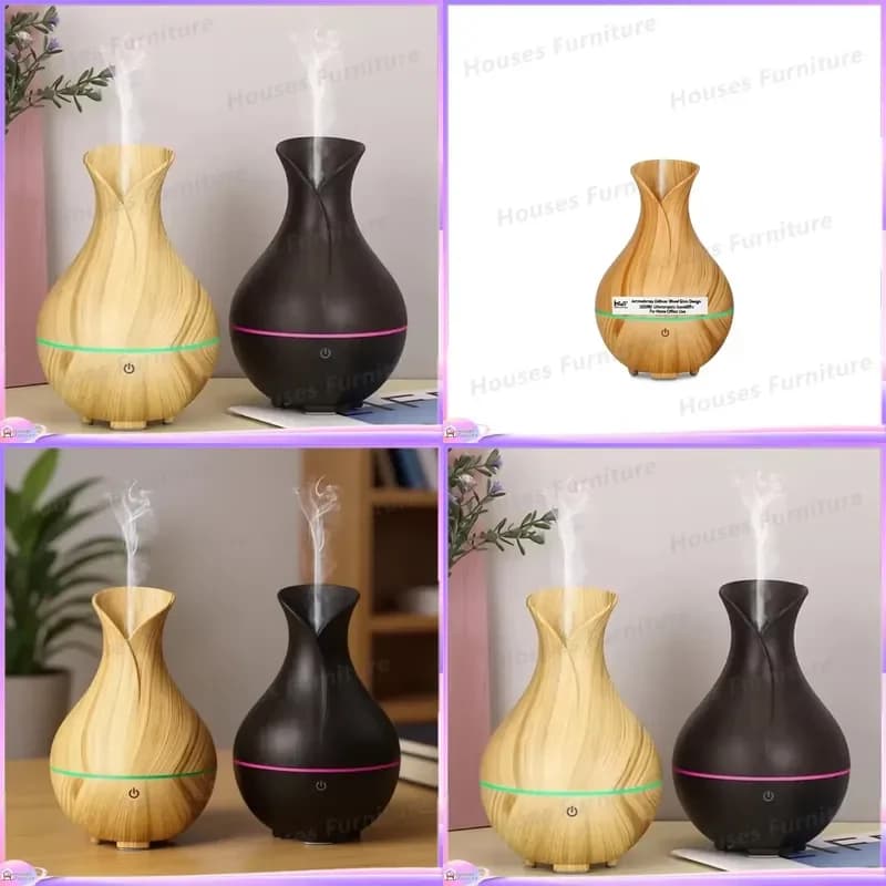 230 300ml Ultrasonic Humidifier Wood Grain Aromatherapy Diffuser Essential Oil Mist Maker Air Purifier for Home Office
