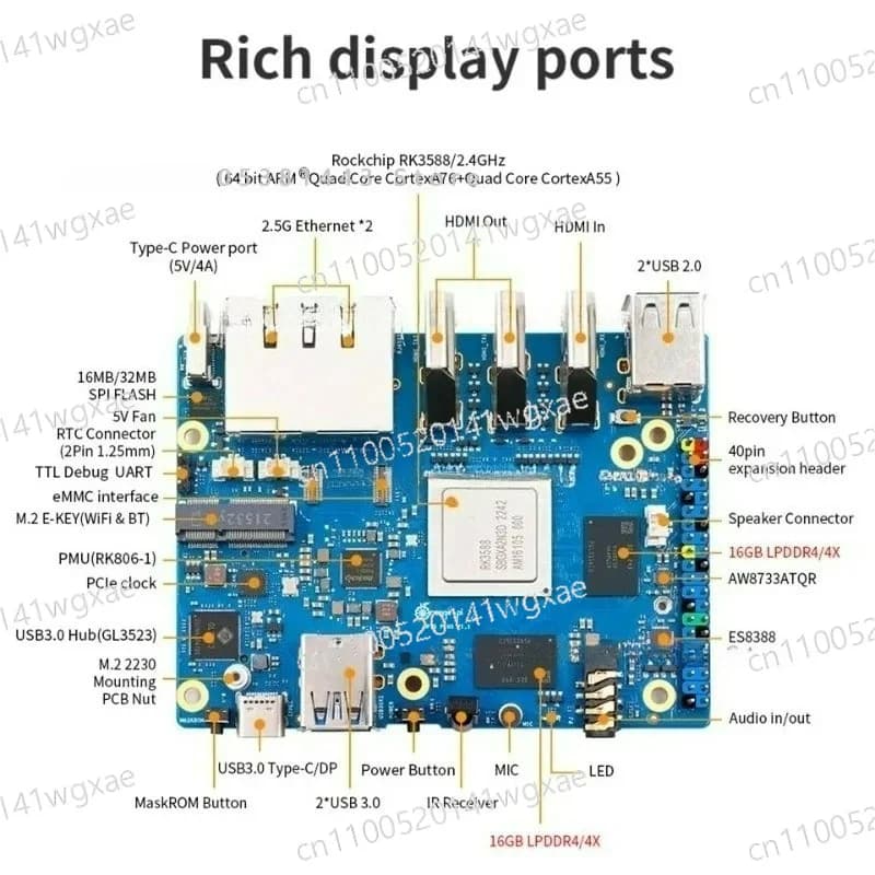 Orange Pi 5 Plus 32GB RAM RK3588 SBC Single Board Computer PCIe M.2 SSD WiFi BT External Module Development Board