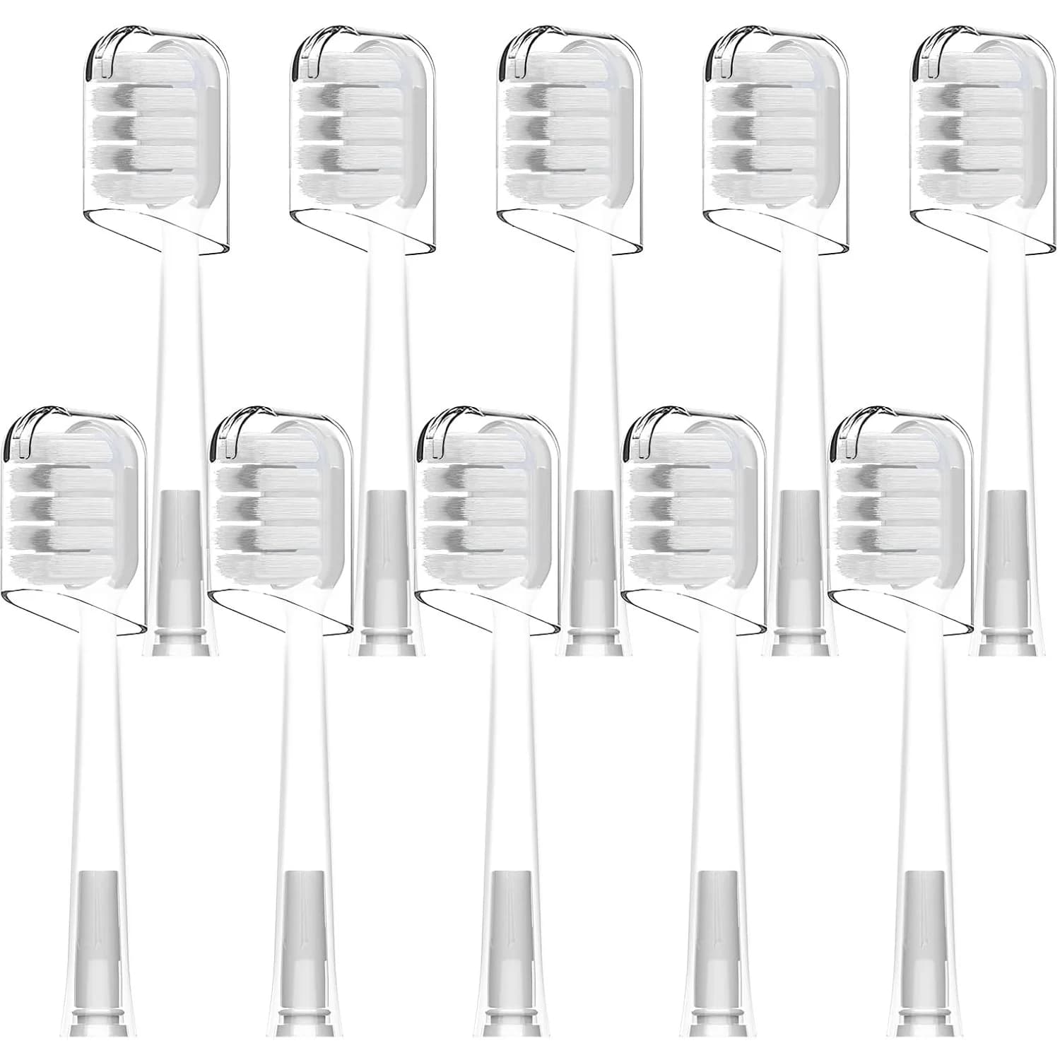 Replacement heads for 10 pieces toothbrush / electric toothbrush Laifen Wave, for the care of sensitive, transparent gums