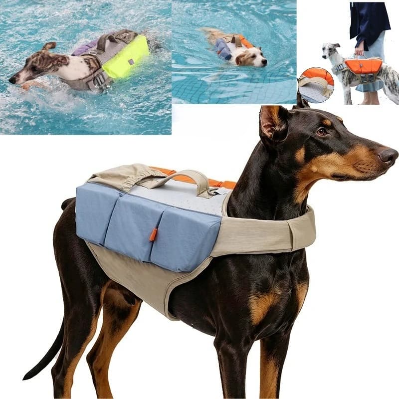 Dog Life Jacket Adjustable Large Dog Safety Floatation Vest Rescue Handle Vests for Swimming Boating Outdoor Pet Life Preserver