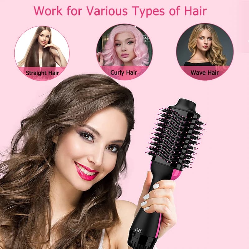 Hair Brushes 4 in 1 Hot Air Brush for Hairdryer Hair Plate Bigodino Massage Quick Heating Volumizer in One Step