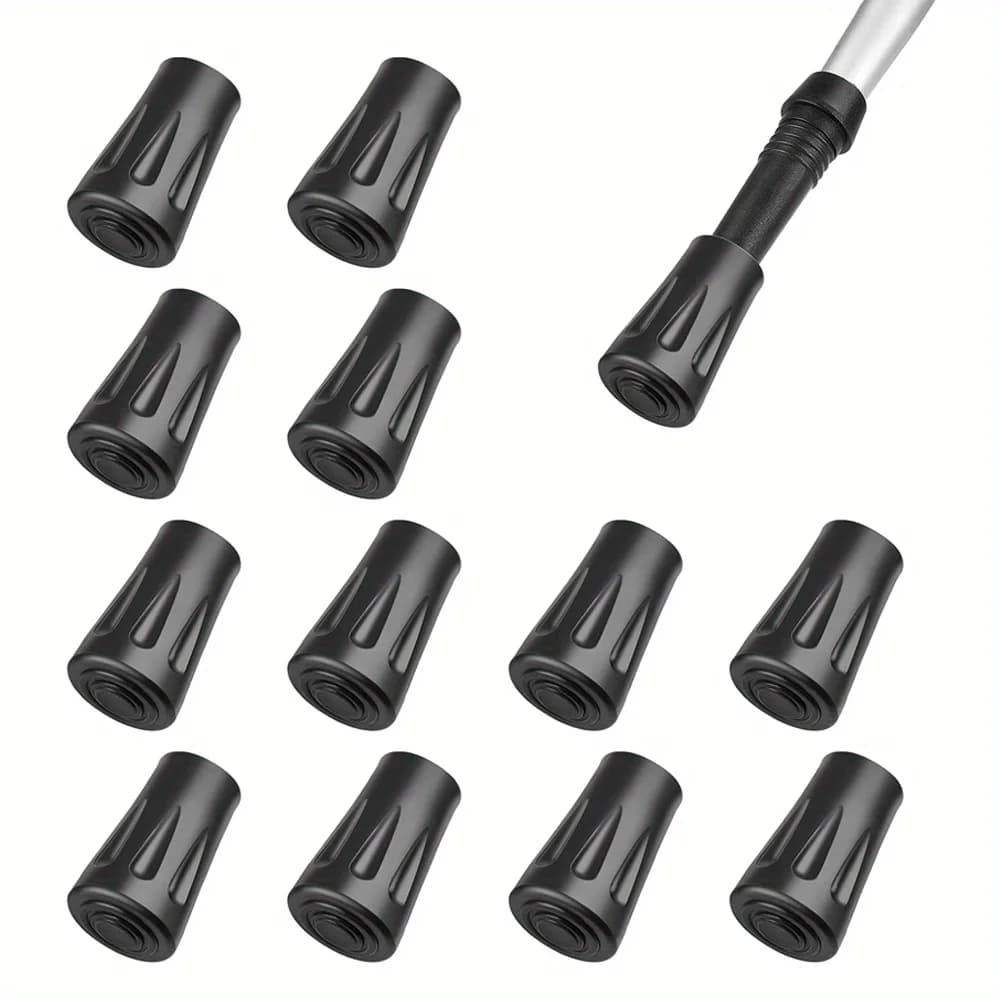Premium 12-piece non-slip rubber tips – for trekking poles and trekking poles, durable spare caps