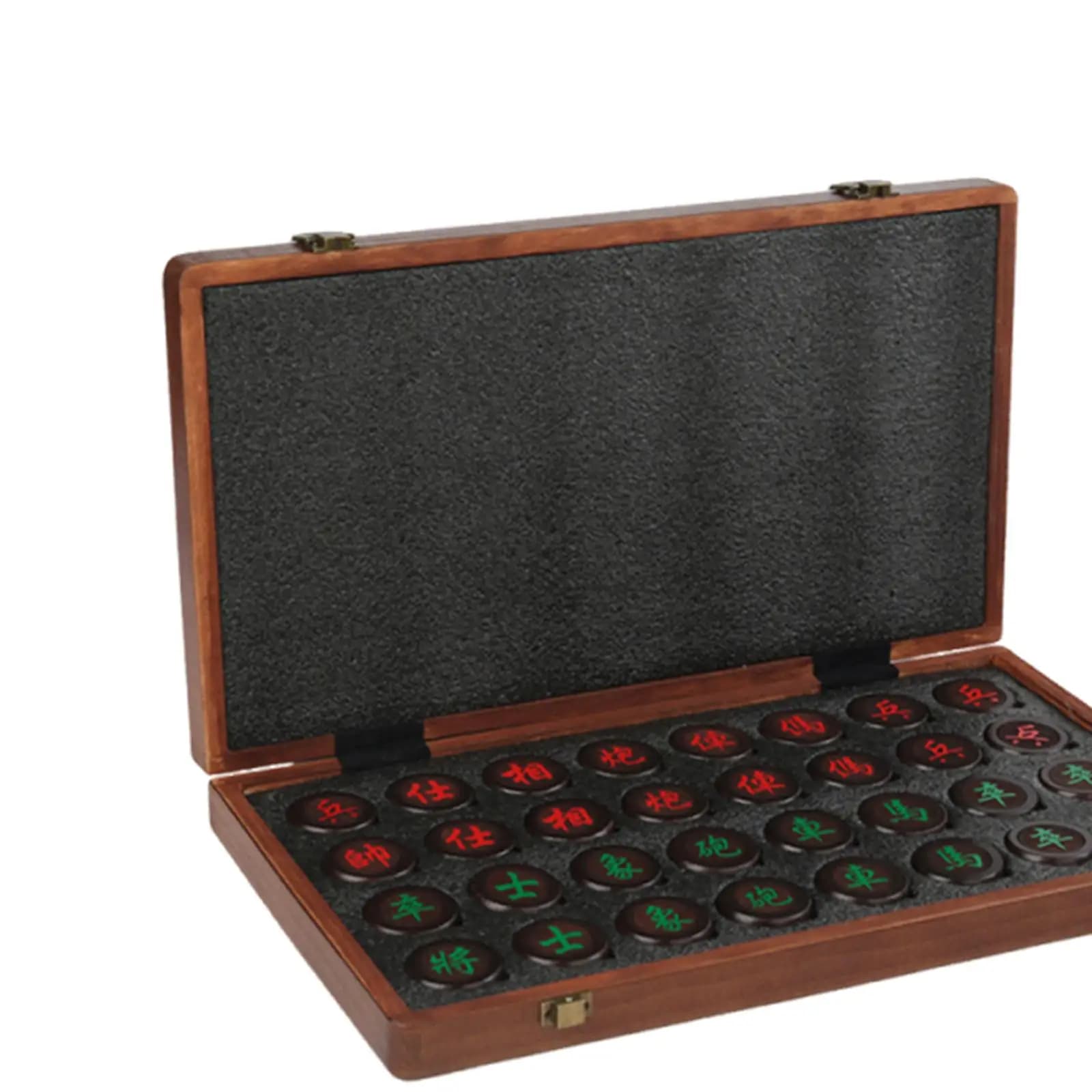 Chinese Chess Set with Foldable Wood Board Portable Educational Game for Home or Travel