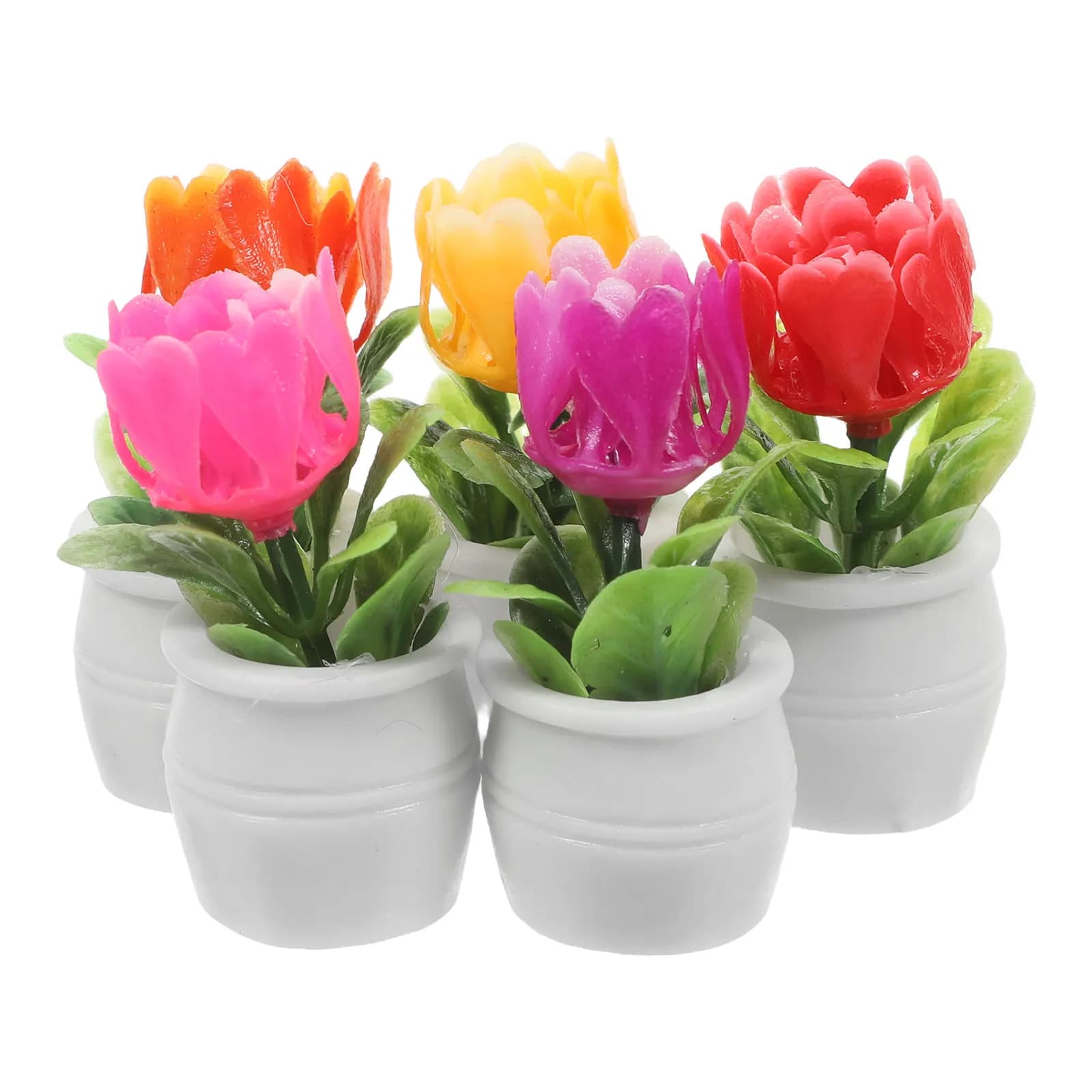 5Pcs Miniature Artificial Succulent Bonsai Plants High Realism Tiny Potted Greenery Ornament Fairy Garden Micro Landscape